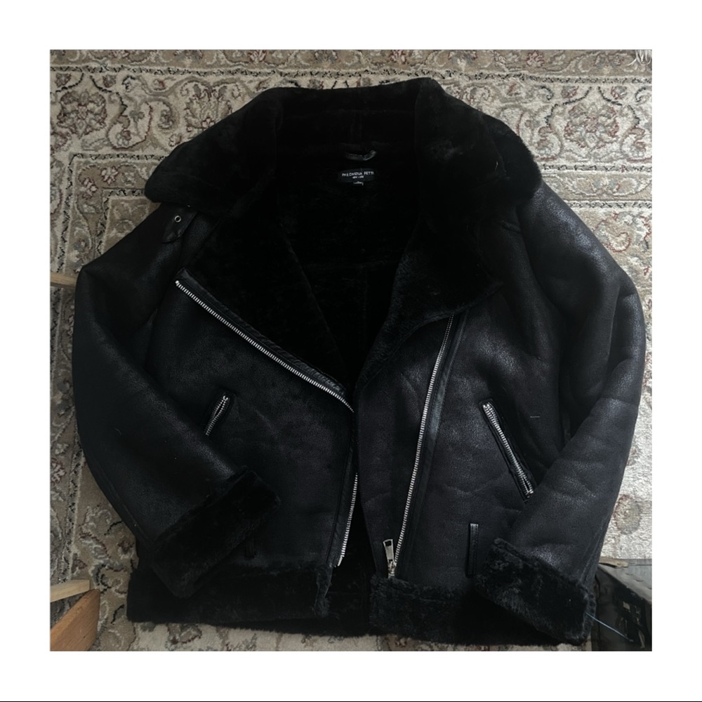 Philomena Petti Faux Suede Faux Fur Bomber Jacket